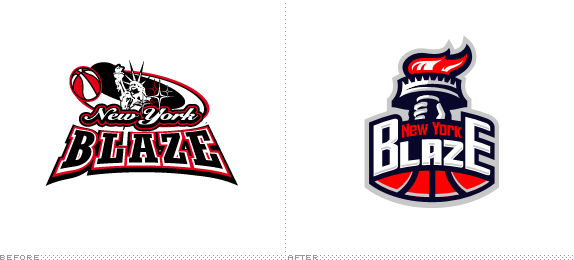 New York Blaze Logo, Before and After