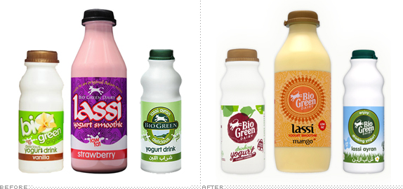 Bio Green Dairy Packaging, Before and After
