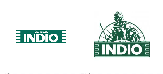 Cerveza Indio Logo, Before and After