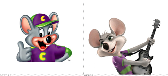 Chuck E. Cheese Logo, Before and After