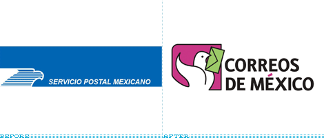 Correos de Mexico Logo, Before and After