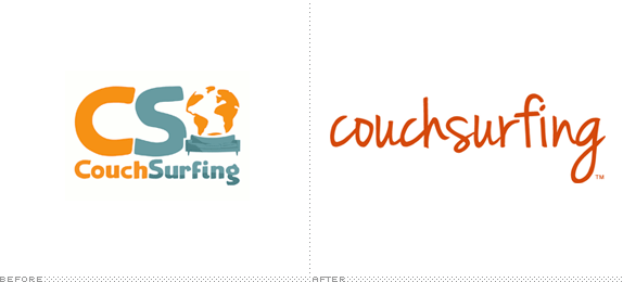Couchsurfing Logo, Before and After