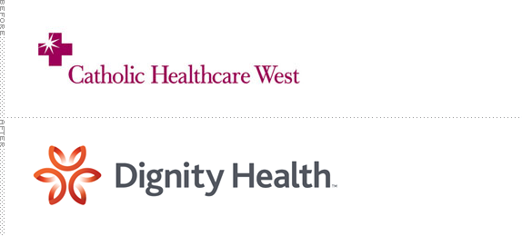 Dignity Health Logo, Before and After