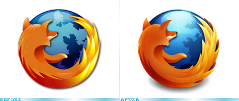 Firefox Logo, Before and After
