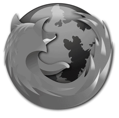Old Firefox logo in black and white, with new Firefox logo in color overlaid 