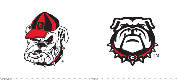 Georgia Bulldogs Logo, Before and After