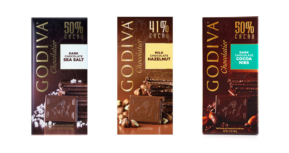 New Packaging for Godiva Chocolate Bars by Pearlfisher