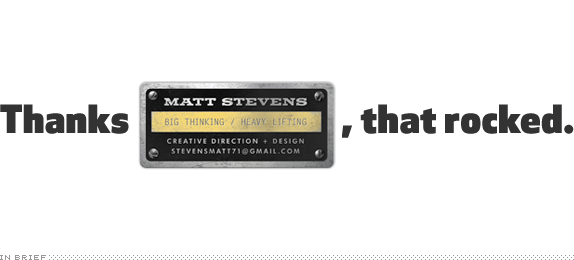 Thanks Matt Stevens
