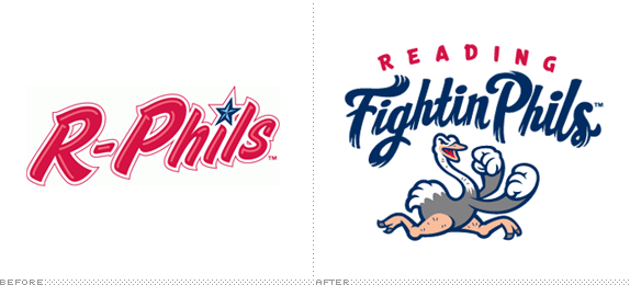 Reading Fightin Phils Logo, Before and After