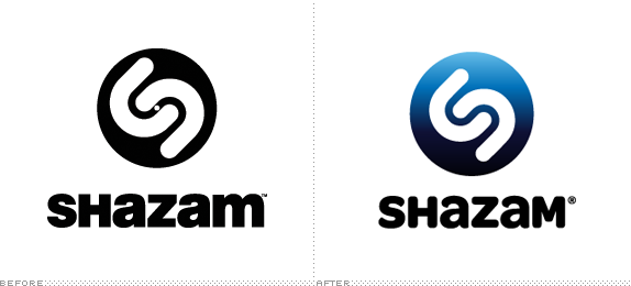 Shazam Logo, Before and After