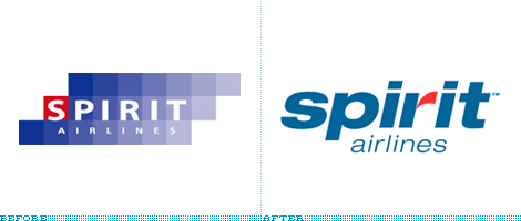 Spirit Airlines Logo, Before and After