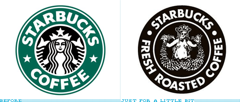 Starbucks Logo, Now and Now