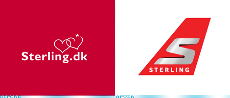 Sterling Airlines Logo, Before and After