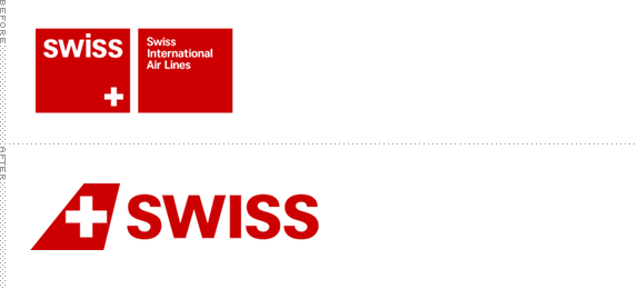 Swiss Air Lines Logo, Before and After