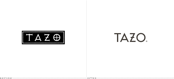 Tazo Logo, Before and After