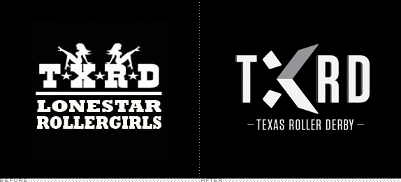 TXRD Lonestar Rollergirls Logo, Before and After