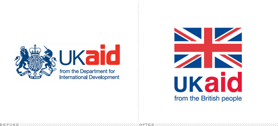UK Aid Logo, Before and After