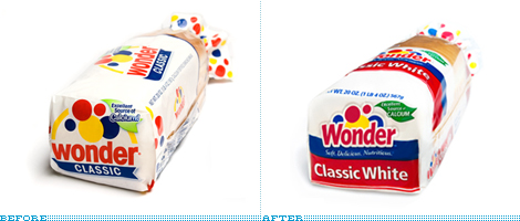 Wonder Bread Packaging, Before and After
