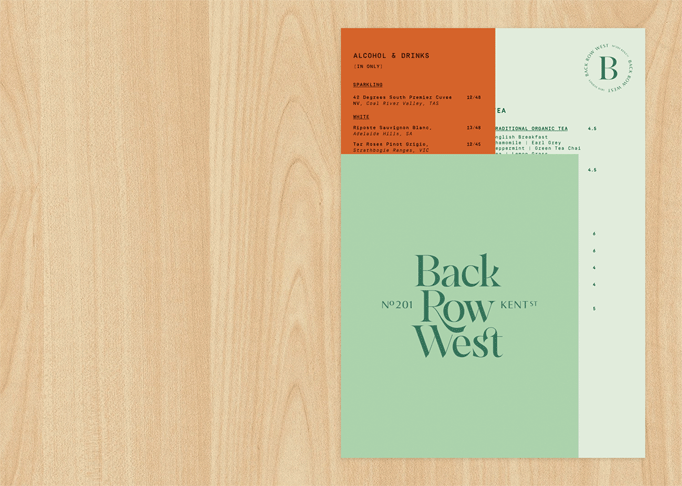 Back Row West Menu by Gemma Warriner and Katie Dean