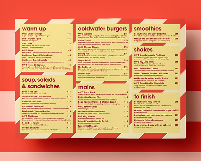 Coldwater Creek Menu by The National Grid