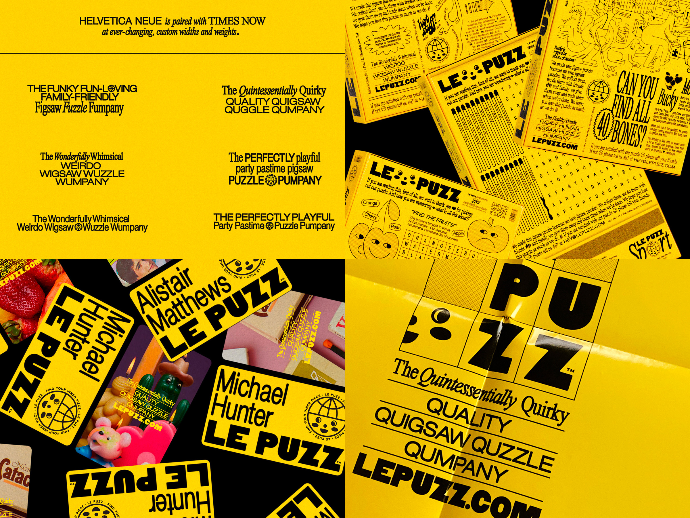 Helvetica Neue and Times Now for Le Puzz by Little Troop