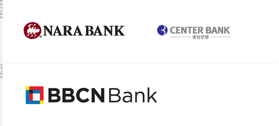 BBCN Bank Logo, Before and After