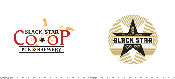 Black Star Co-Op Pub and Brewery Logo, Before and After