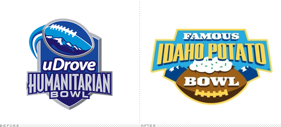 Famous Idaho Potato Bowl Logo, Before and After