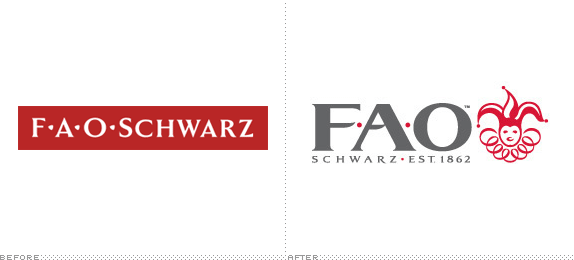 FAO Schwarz Logo, Before and After