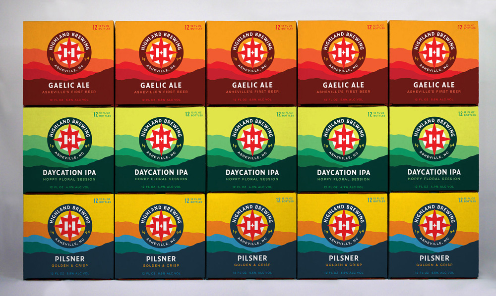 New Logo, Identity, and Packaging for Highland Brewing by Helms Workshop
