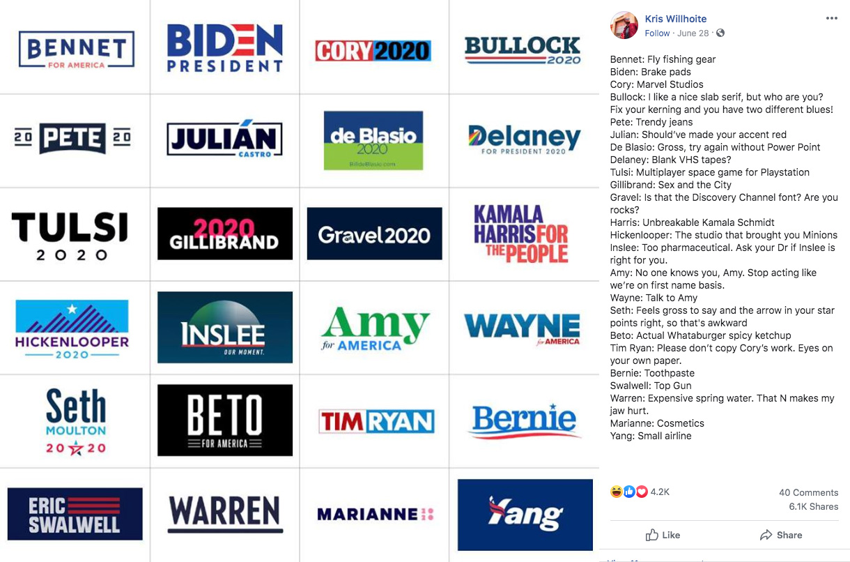 Hot Takes on 2020 Candidate Logos