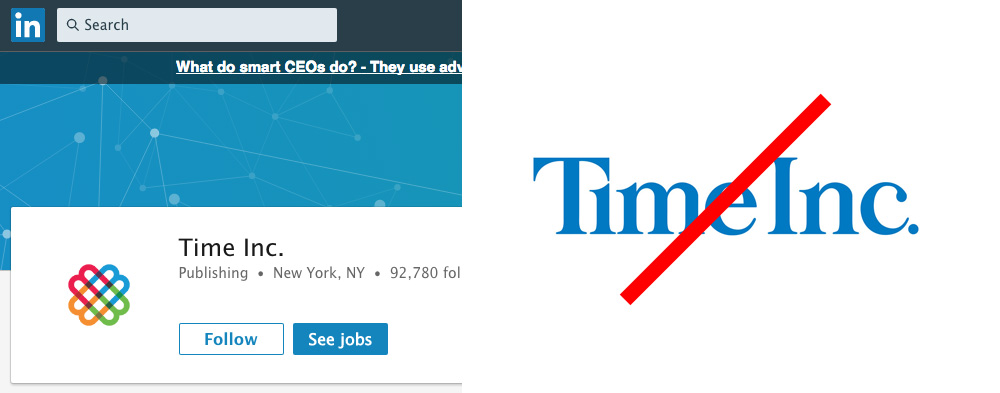 TimeInc Logo gone from LinkedIn