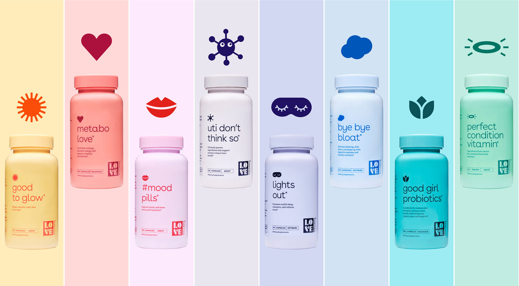 New Logo, Identity, and Packaging for Love Wellness by Lobster Phone