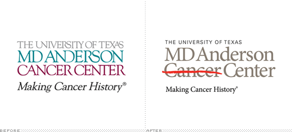 The University of Texas MD Anderson Cancer Center Logo, Before and After