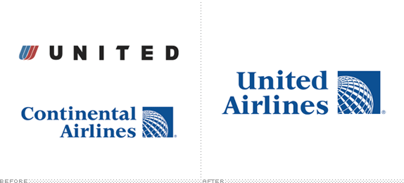 United Airlines Logo, Before and After