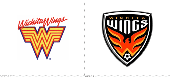 Whichita Wings Logo, Before and After