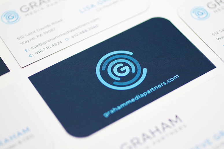 Graham Media Partners Die-Cut Business Cards