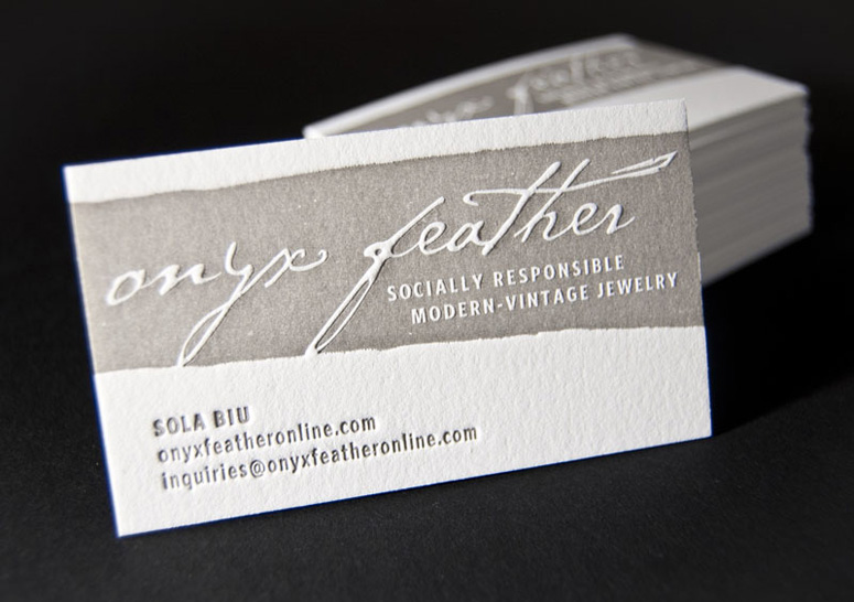 Onyx Feather Business Card