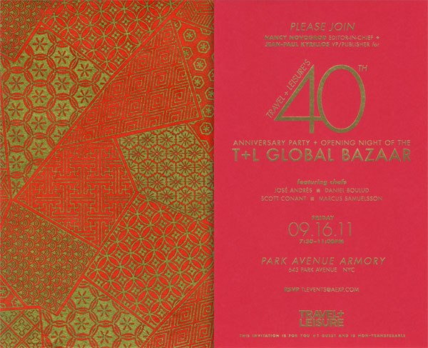 Travel and Leisure 40th Anniversary Party Invite