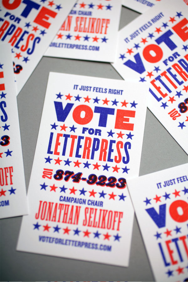 Vote For Letterpress Business Card